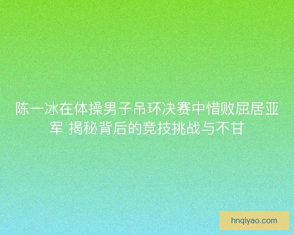 陈一冰在体操男子吊环决赛中惜败屈居亚军 揭秘背后的竞技挑战与不甘